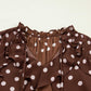 Coffee Polka Dot Bell Sleeve Blouse