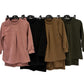 Maya Children's Ribbed Pleated Top & Wide Leg Pants Set | Elegant 2-Piece Loungewear