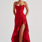 Women's Backless Ruffles Irregular Dress