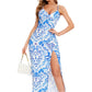 Women's Floral Print V-Neck Spaghetti Strap Midi Dress