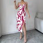 Summer Printed Suspender Split Dress Fashion Slim Lace-up Long Dresses For Women Clothing
