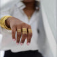 Textured Brass Wrap Ring Duo – Gold/Silver Adjustable Boho Statement Rings.