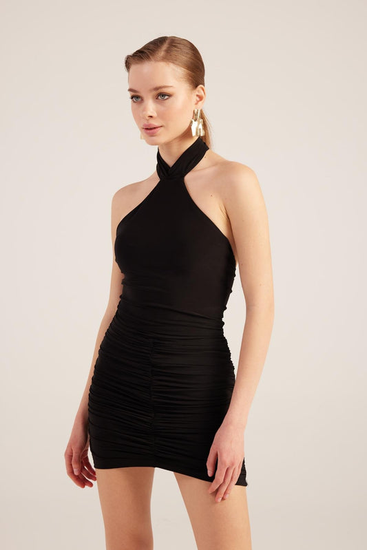 Rachel Black Halter Neck Mini Dress