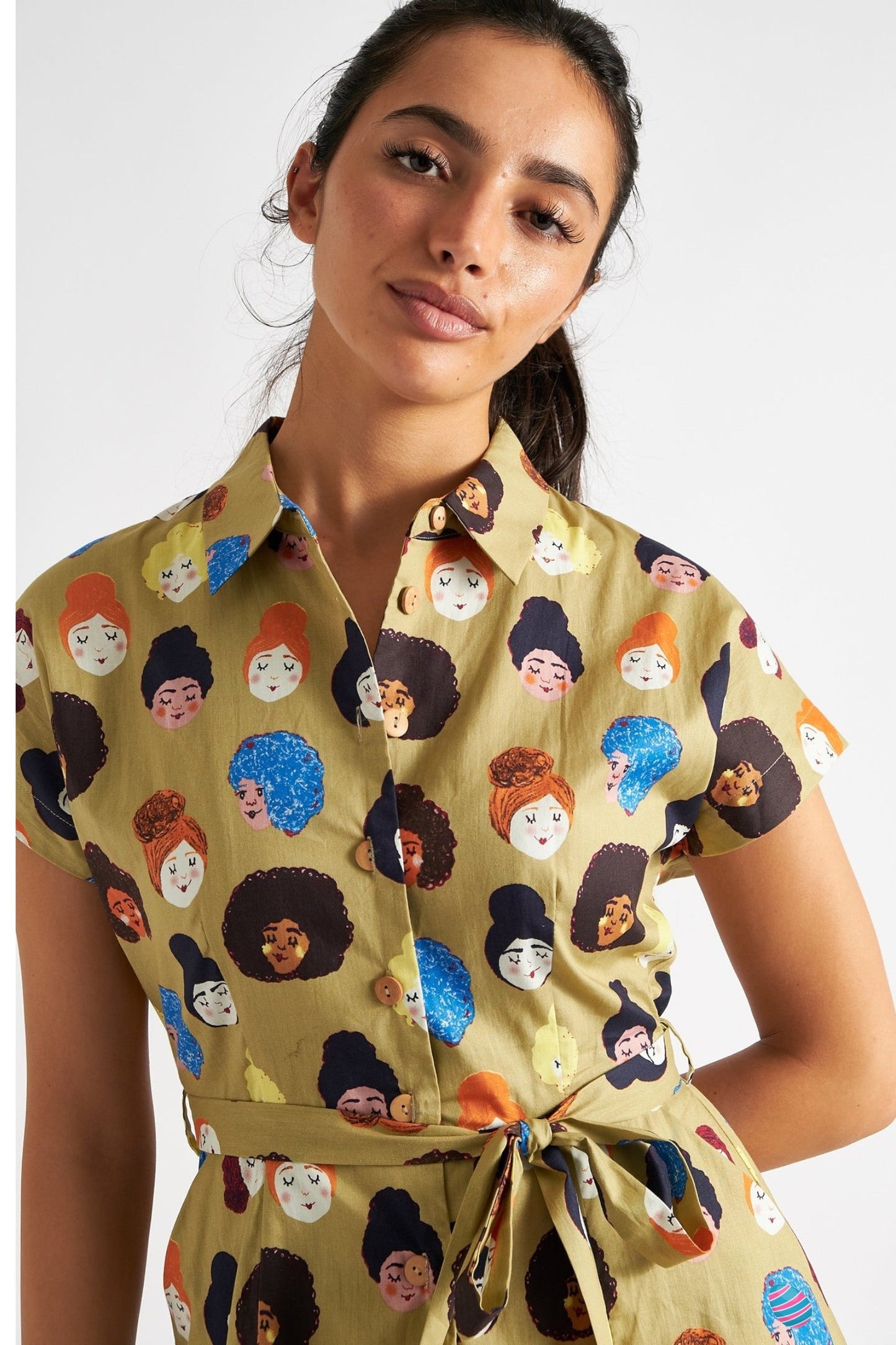 Dancia Besties Print Midi Shirt Dress