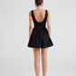 Alena Black Pleated Skirt Mini Dress
