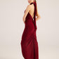 Marie Burgundy Backless Slit Maxi Dress