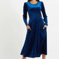 Louche Fabrice Velvet Deep Back Long Sleeve Midi Dress