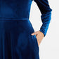 Louche Fabrice Velvet Deep Back Long Sleeve Midi Dress