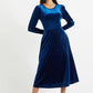 Louche Fabrice Velvet Deep Back Long Sleeve Midi Dress