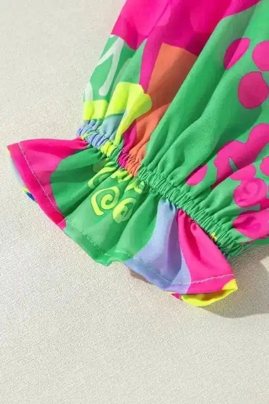 Abstract Elegance Button-Up Blouse
