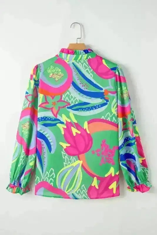 Abstract Elegance Button-Up Blouse