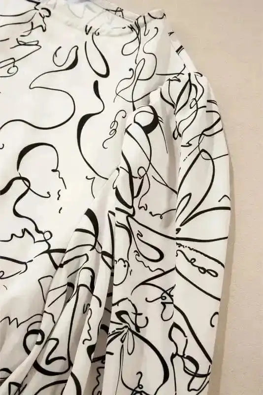 Abstract Elegance Puffed Sleeve Blouse