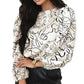 Abstract Elegance Puffed Sleeve Blouse