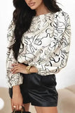 Abstract Elegance Puffed Sleeve Blouse