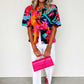 Abstract Floral Babydoll Blouse
