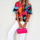 Abstract Floral Babydoll Blouse