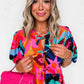 Abstract Floral Babydoll Blouse