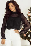 Noir Dot Lace Illusion Blouse