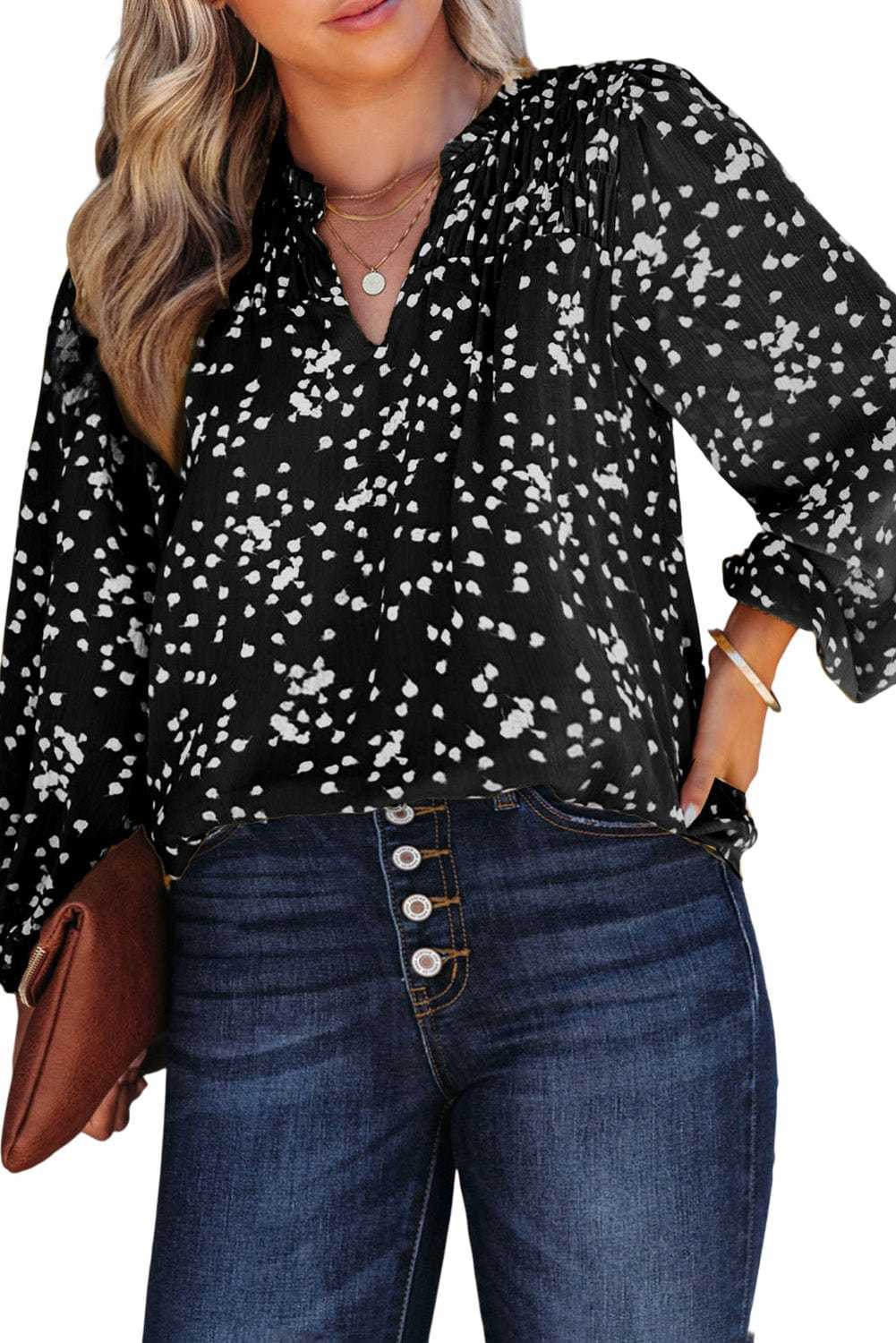 Split Neck Crinkled Blouse