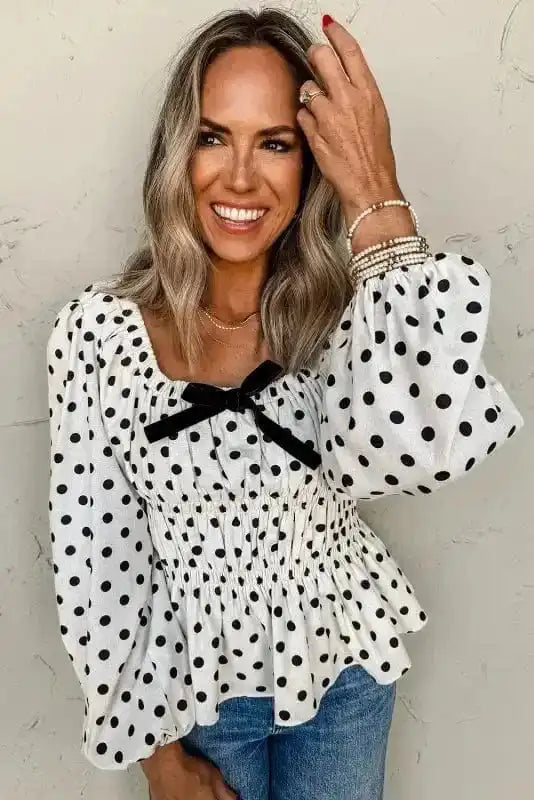 Bow Detail Polka Dot Blouse