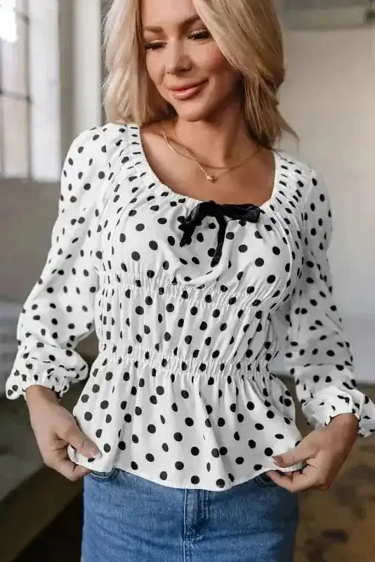 Bow Detail Polka Dot Blouse