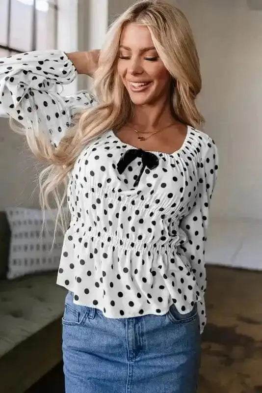 Bow Detail Polka Dot Blouse