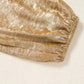 Elegant Gold Bow Tie Puff Sleeve Ruffle Blouse