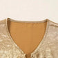 Elegant Gold Bow Tie Puff Sleeve Ruffle Blouse