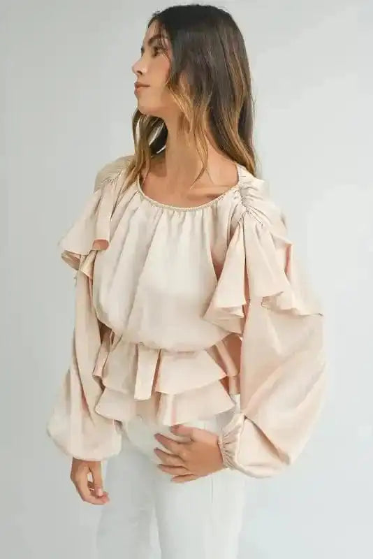 Elegant Ruffled Peplum Blouse
