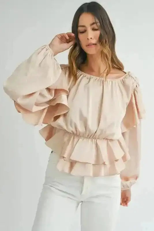 Elegant Ruffled Peplum Blouse