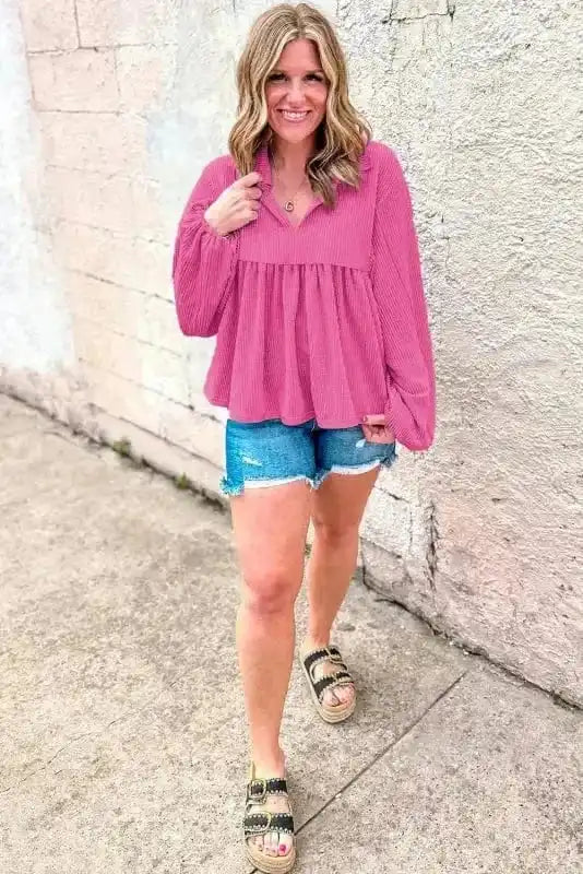 Feminine Silhouette Corded Blouse