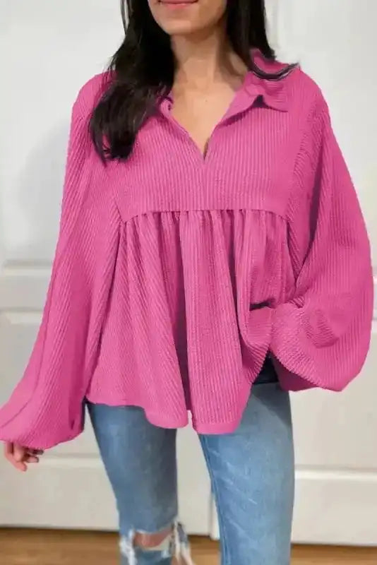 Feminine Silhouette Corded Blouse