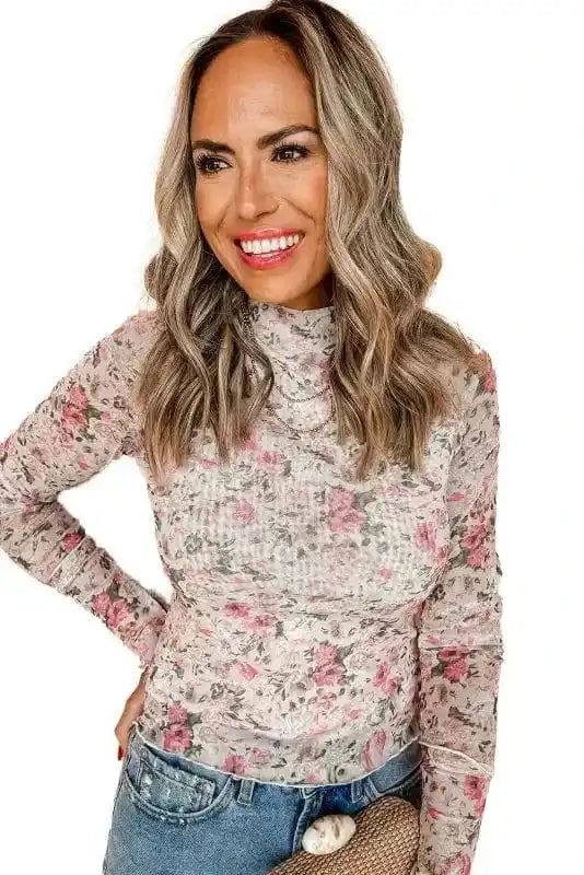 Floral Aura Mesh Blouse