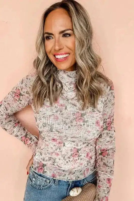 Floral Aura Mesh Blouse