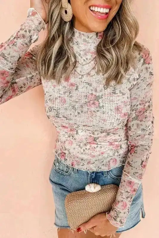 Floral Aura Mesh Blouse