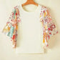 Floral Fusion Beige Blouse