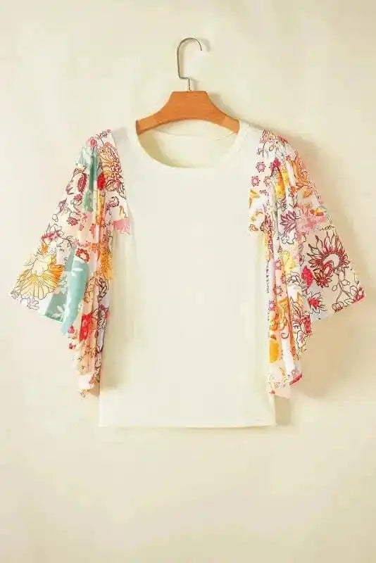 Floral Fusion Beige Blouse