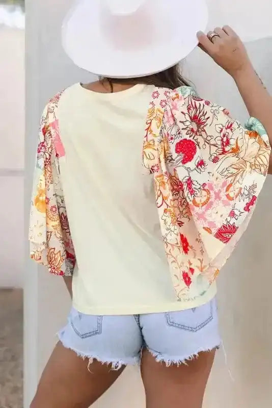 Floral Fusion Beige Blouse