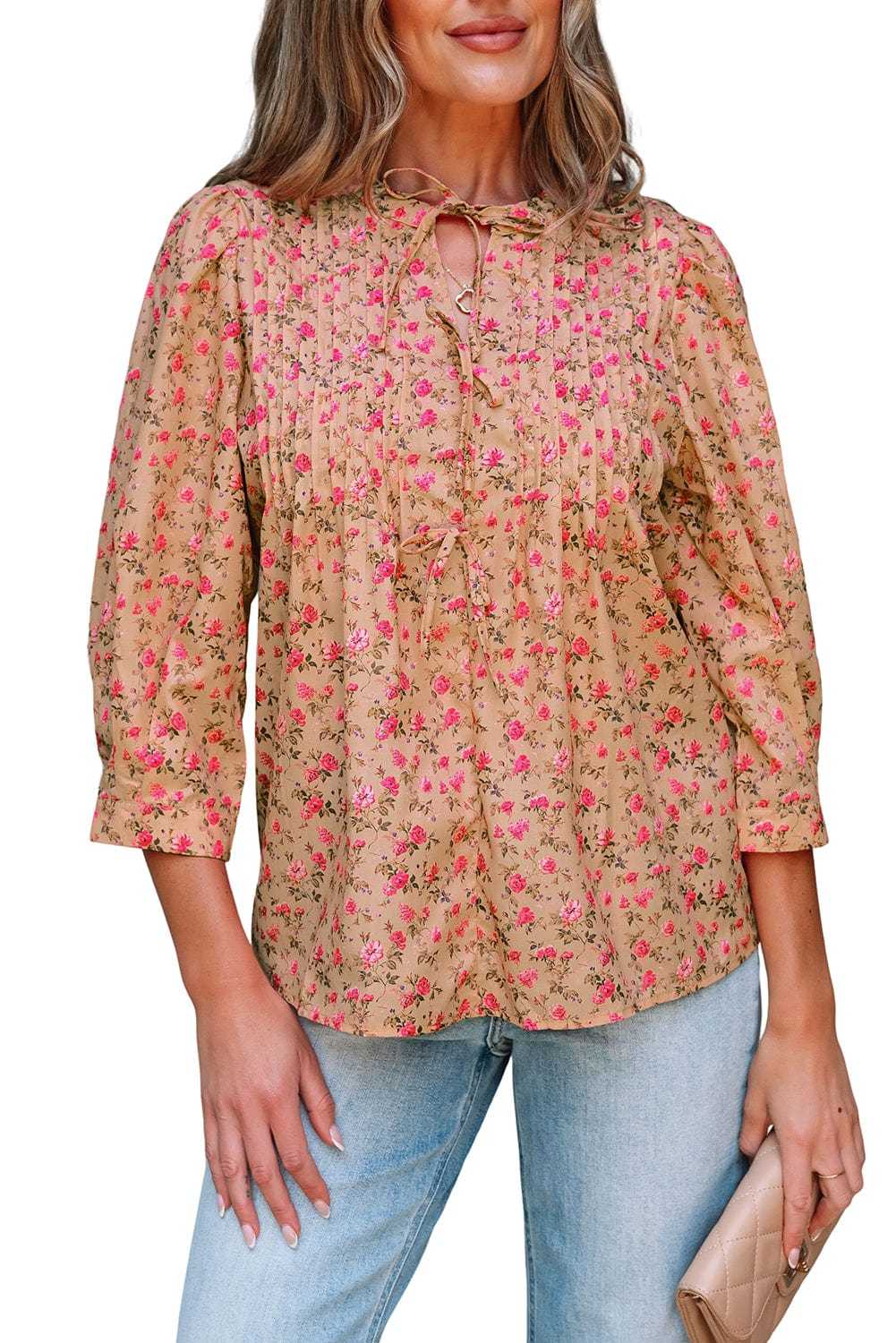Floral Half Sleeve Blouse Top – Women’s Boho Casual Printed Blouse