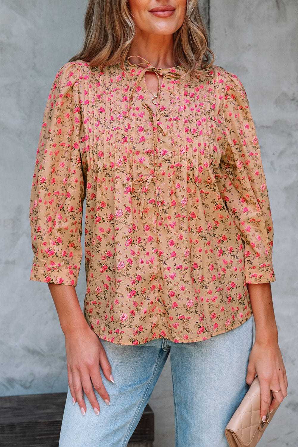 Floral Half Sleeve Blouse Top – Women’s Boho Casual Printed Blouse