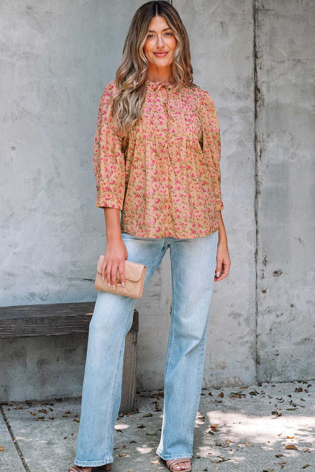 Floral Half Sleeve Blouse Top – Women’s Boho Casual Printed Blouse