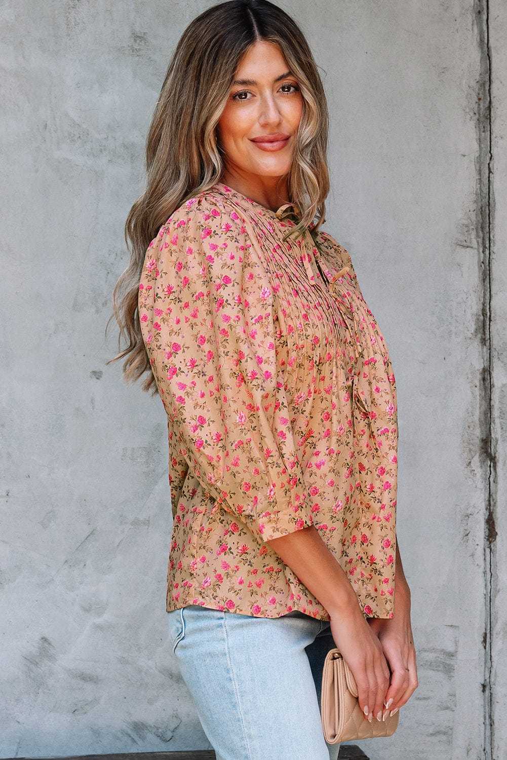 Floral Half Sleeve Blouse Top – Women’s Boho Casual Printed Blouse