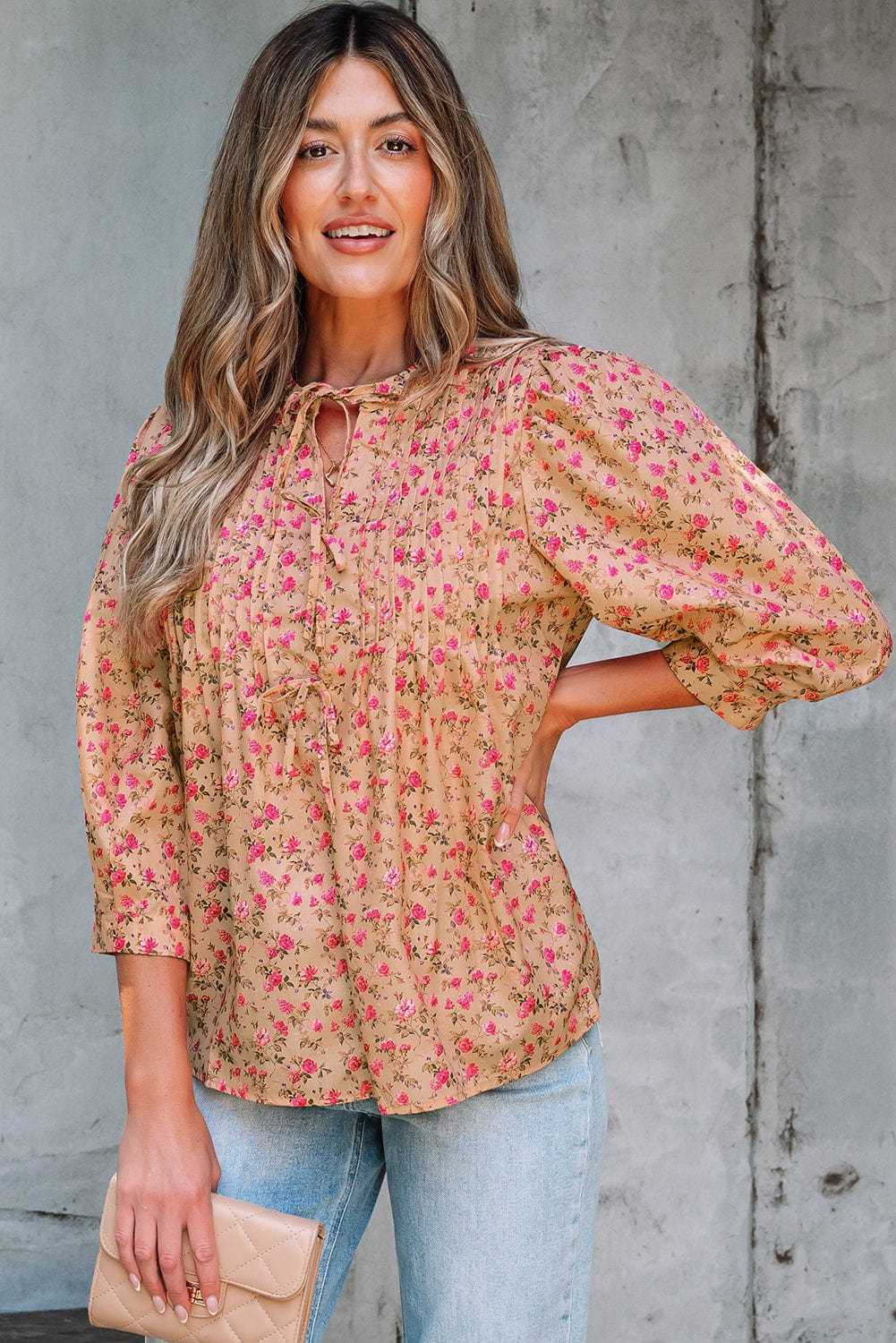 Floral Half Sleeve Blouse Top – Women’s Boho Casual Printed Blouse