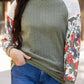Floral Mosaic Ribbed Blouse