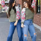Floral Mosaic Ribbed Blouse