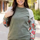 Floral Mosaic Ribbed Blouse