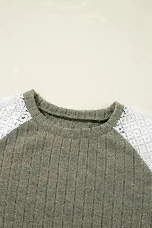 Floral Mosaic Ribbed Blouse