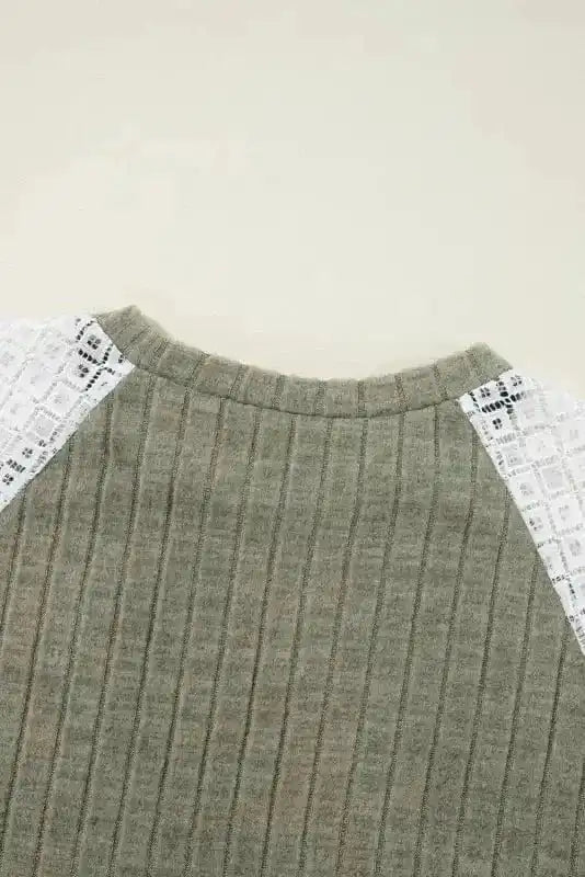 Floral Mosaic Ribbed Blouse