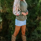 Floral Mosaic Ribbed Blouse