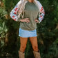 Floral Mosaic Ribbed Blouse